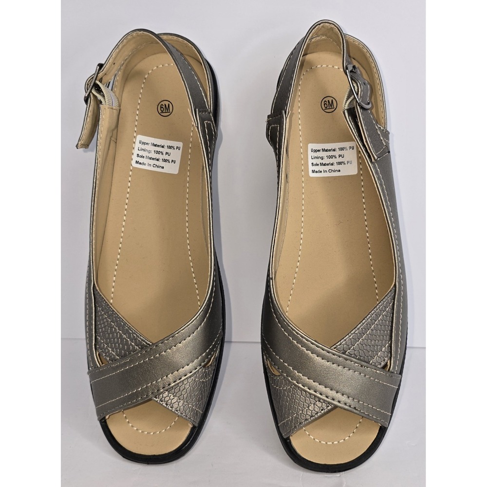PEWTER WOMEN'S "ANNILISE" SLINGBACK BUCKLE SANDALS SZ: 6M NWOB - Picture 3 of 9